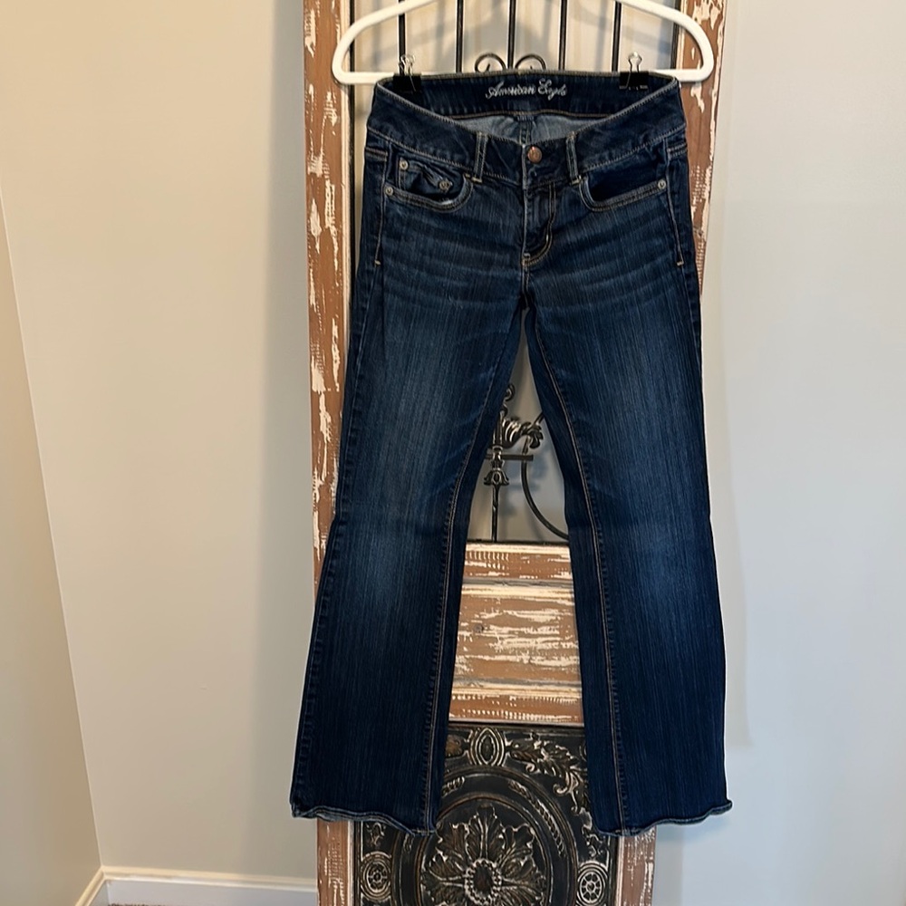 American Eagle Outfitters Blue Artist Flare & Wide Leg Jeans